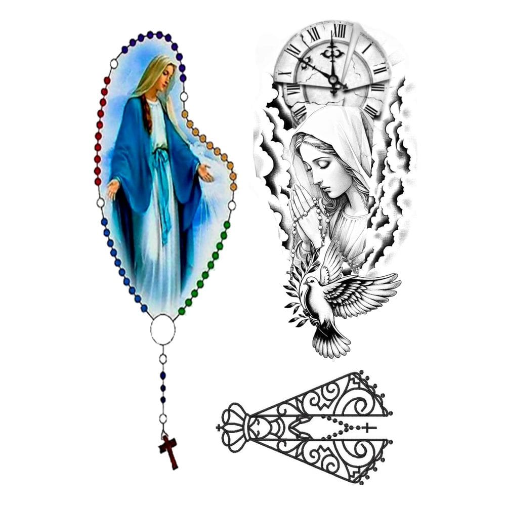 3 Tatuagens Temporaria Tema Nossa Senhora Aparecida