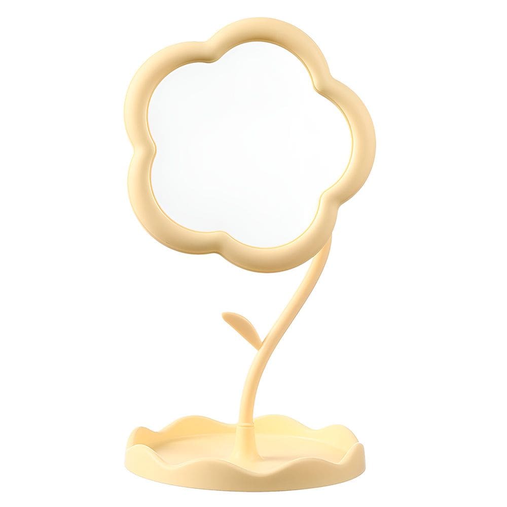 Espelho Mesa Maquiagem Formato Flor Decorativo Amarelo