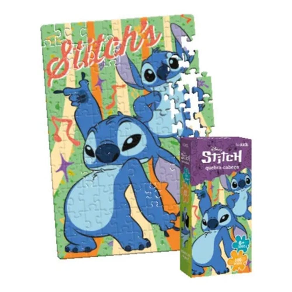 Quebra-cabeça Isakids Infantil Stitch Disney 100 Peças