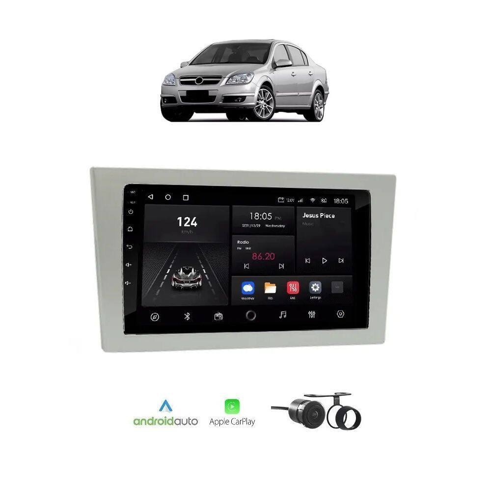 Kit Multimídia Vectra 2005 / 2011 Mold Prata 7 Pol Carplay AndroidAuto USB FM BT - 708BR Roadstar