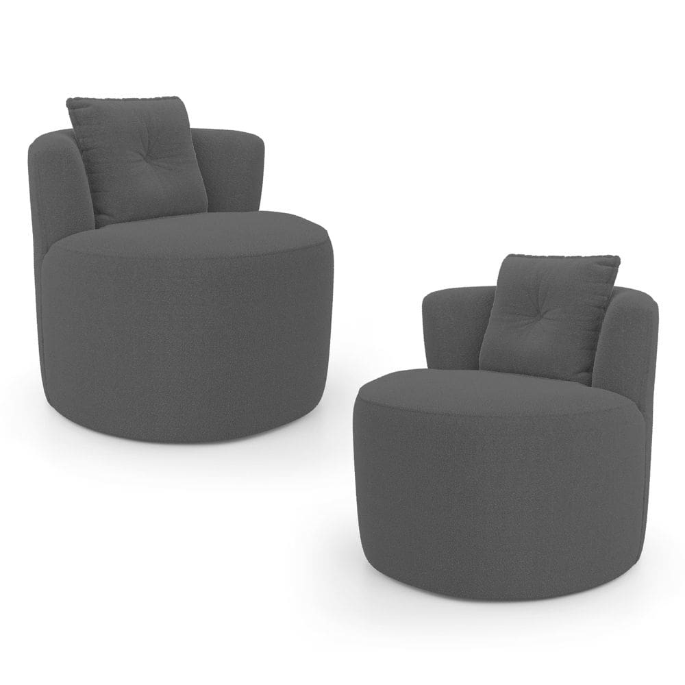 Kit 02 Poltronas Orgânicas Living Bob com 01 Almofada Bouclê Cinza Escuro - Abmaza