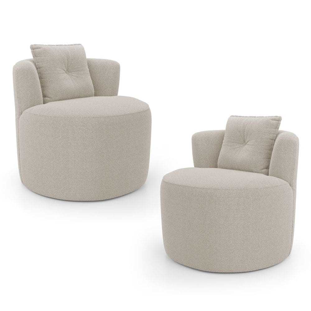 Kit 02 Poltronas Orgânicas Living Bob com 01 Almofada Bouclê Bege - Abmaza