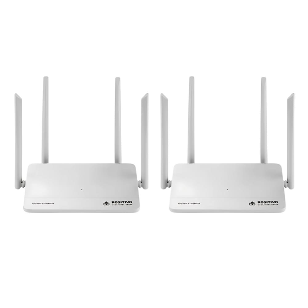 Kit 2 Roteadores Smart Mesh Giga Wi-Fi Positivo Dual Band 2.4/5GHz 3 Lan/1 Wan 128 Dispositivos 400 m² De Cobertura