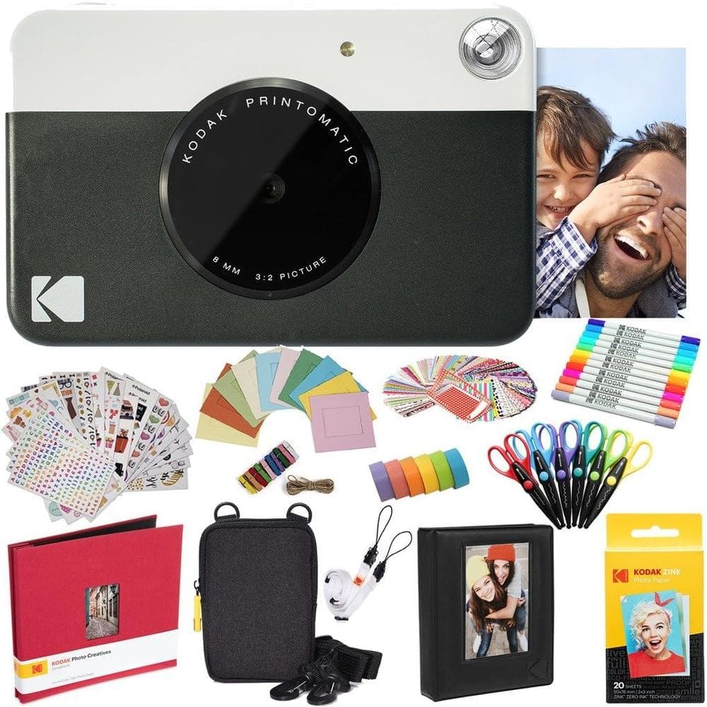 Câmera instantânea KODAK Printomatic Black + Zink Paper e muito mais