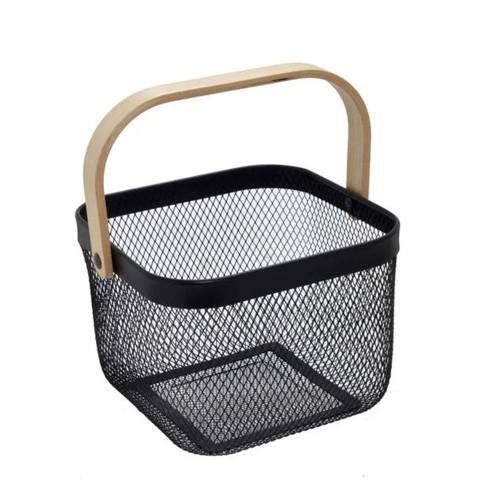 Cesta Decorativa de Metal Preto com Alças 23,5cm 15680-PL