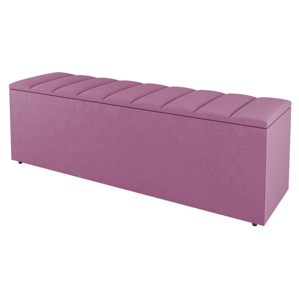Calçadeira Baú King Size Cora 190cm Suede Rosa - Abmaza