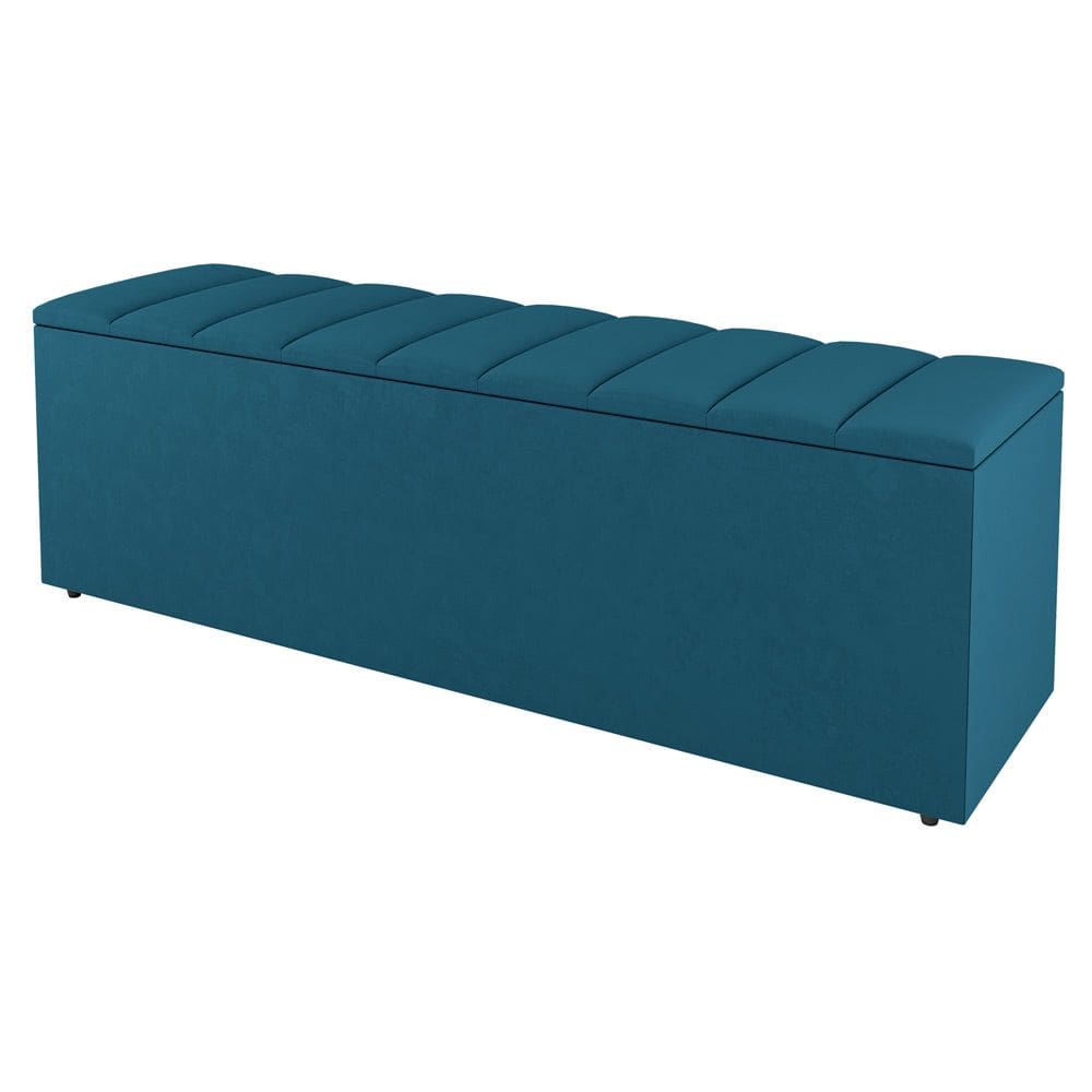 Calçadeira Baú Queen Size Cora 160cm Suede Turquesa - Abmaza