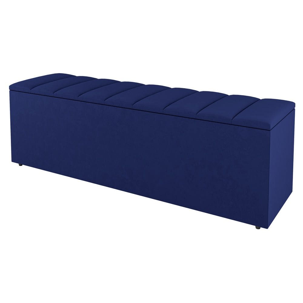 Calçadeira Baú Solteiro Cora 90cm Suede Azul - Abmaza