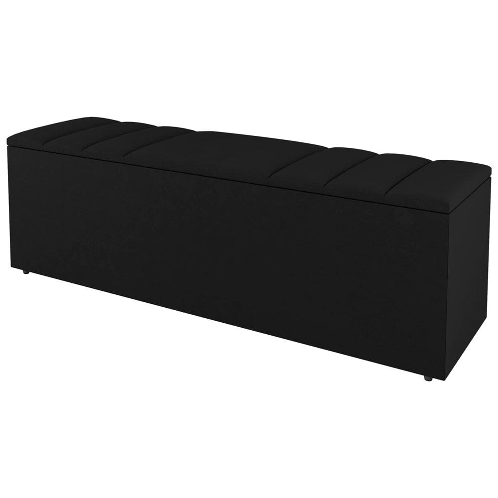 Calçadeira Baú King Size Grace 190cm Suede Preto - Abmaza