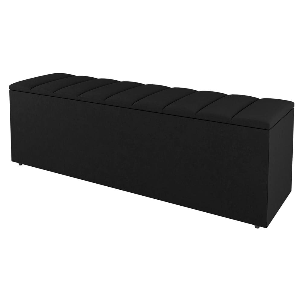 Calçadeira Baú King Size Cora 190cm Suede Preto - Abmaza