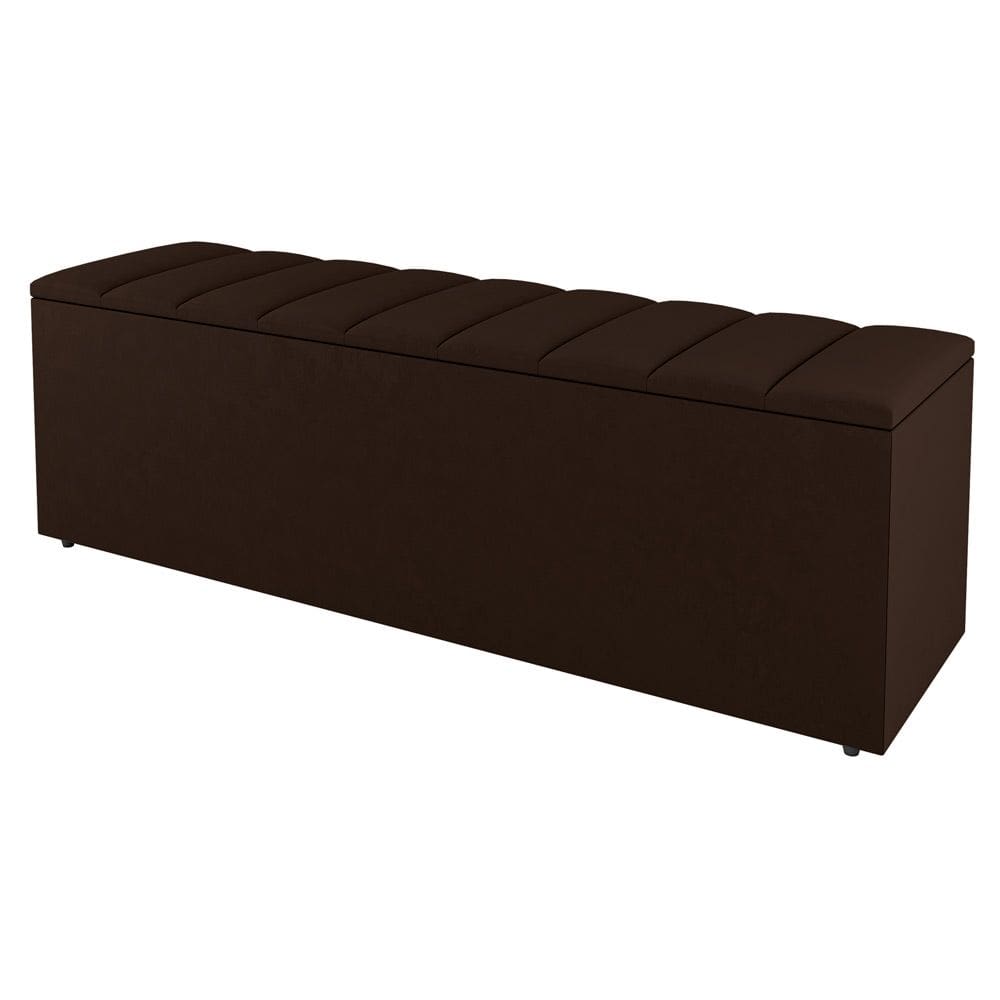 Calçadeira Baú Queen Size Cora 160cm Sintético Marrom - Abmaza