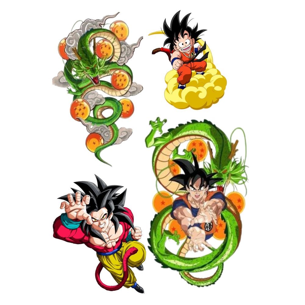 4 Tatuagens Temporaria Tema Anime Goku