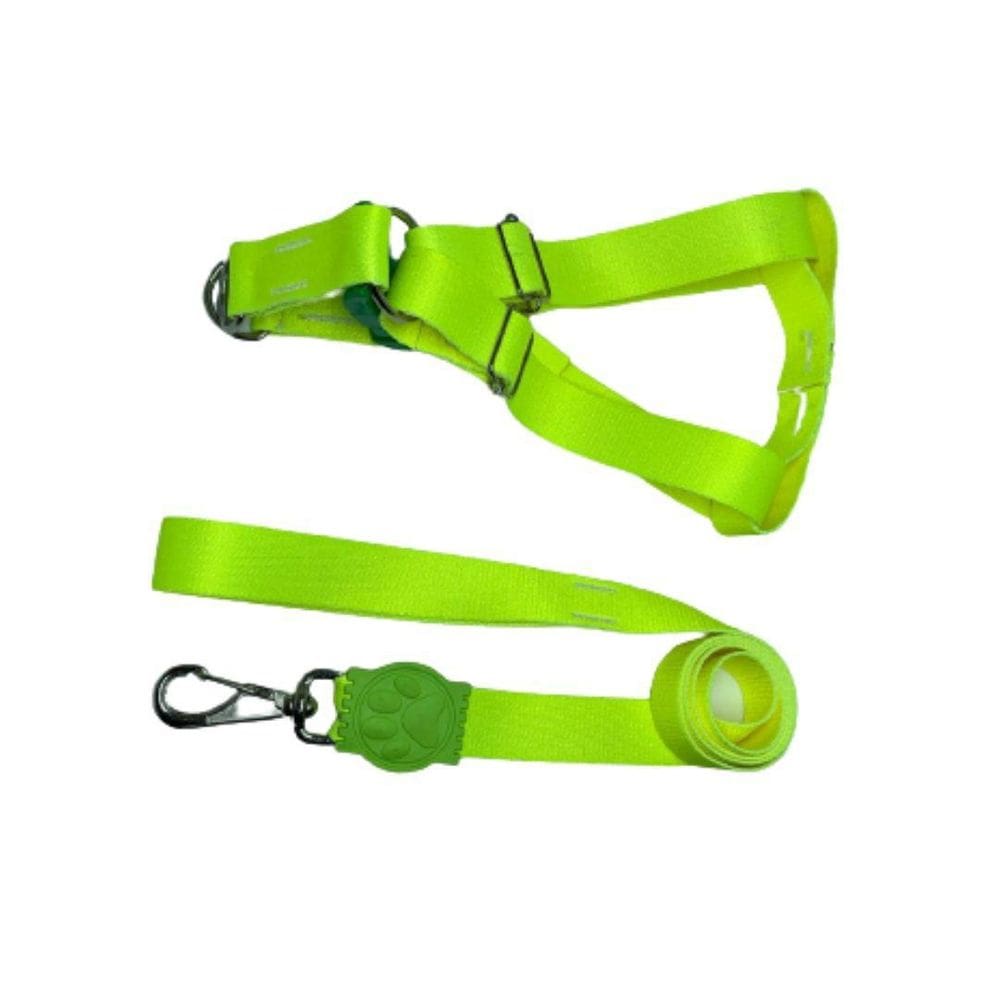 Coleira Peitoral Neon Americano 25Mm Para Cães - Amarelo Nº4