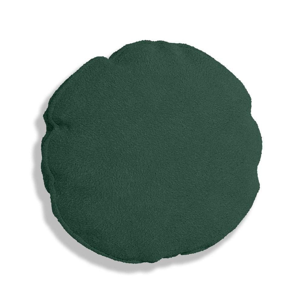Almofada Bolacha Redonda Cookie Boucle Verde Escuro