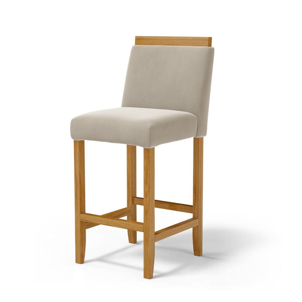 Banqueta Eloá Madeira Maciça Assento Estofado Para Bancada