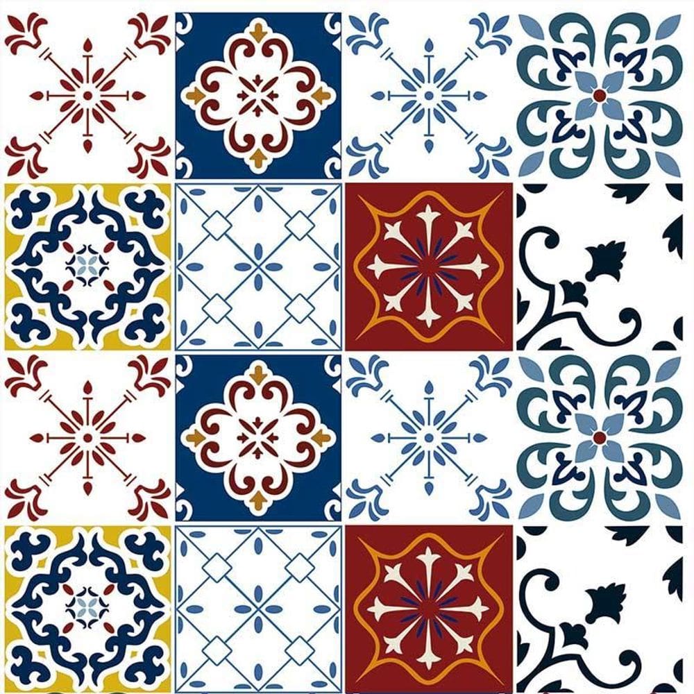 Kit 3 Rolos Papel De Parede Adesivo Azulejo Branco Azul 3,0M