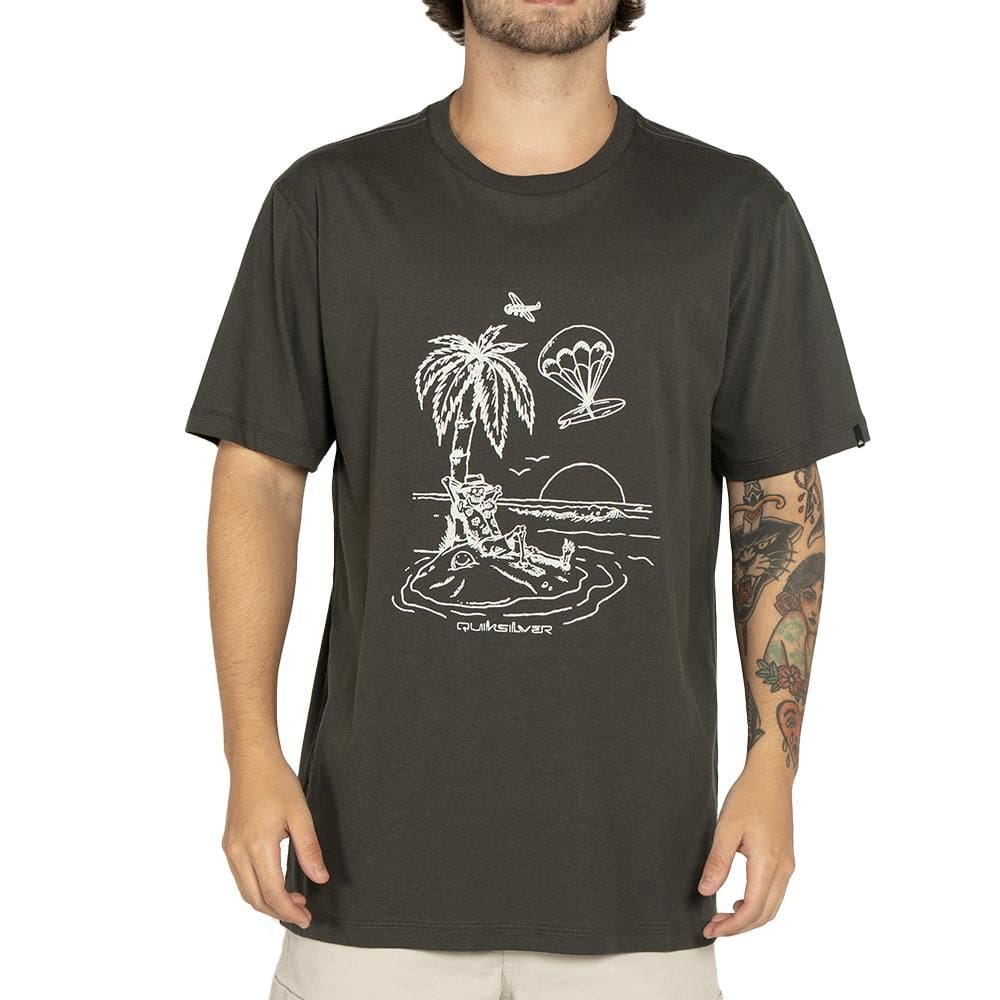 Camiseta Quiksilver Tuned Out WT25 Masculina Cinza Escuro