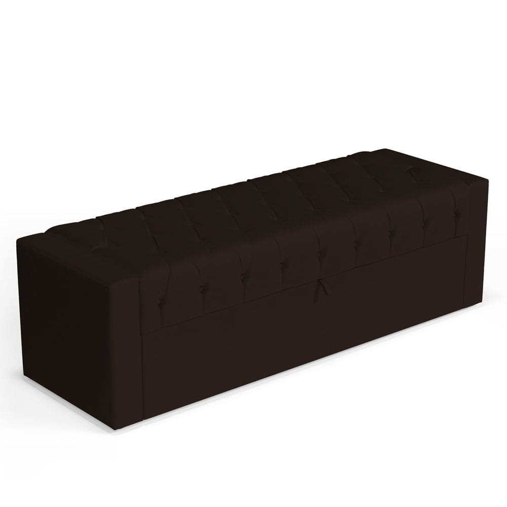 Calçadeira Báu Queen Size Atena 160cm Capitonê Suede Marrom - Abmaza