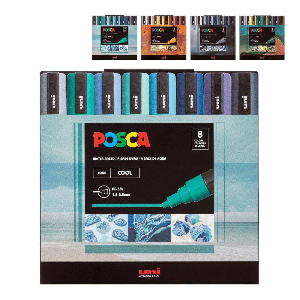 Canetas de tinta acrílica Posca Markers Color Tons Set, não tóxicas