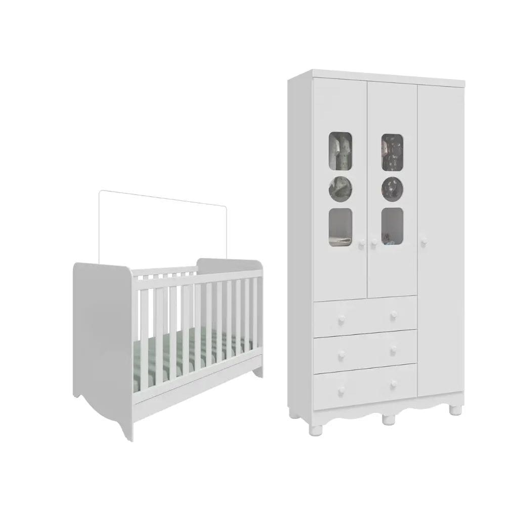 Quarto Bebe Moveis Peroba Berço e Guarda roupa Tedy Ben DRB