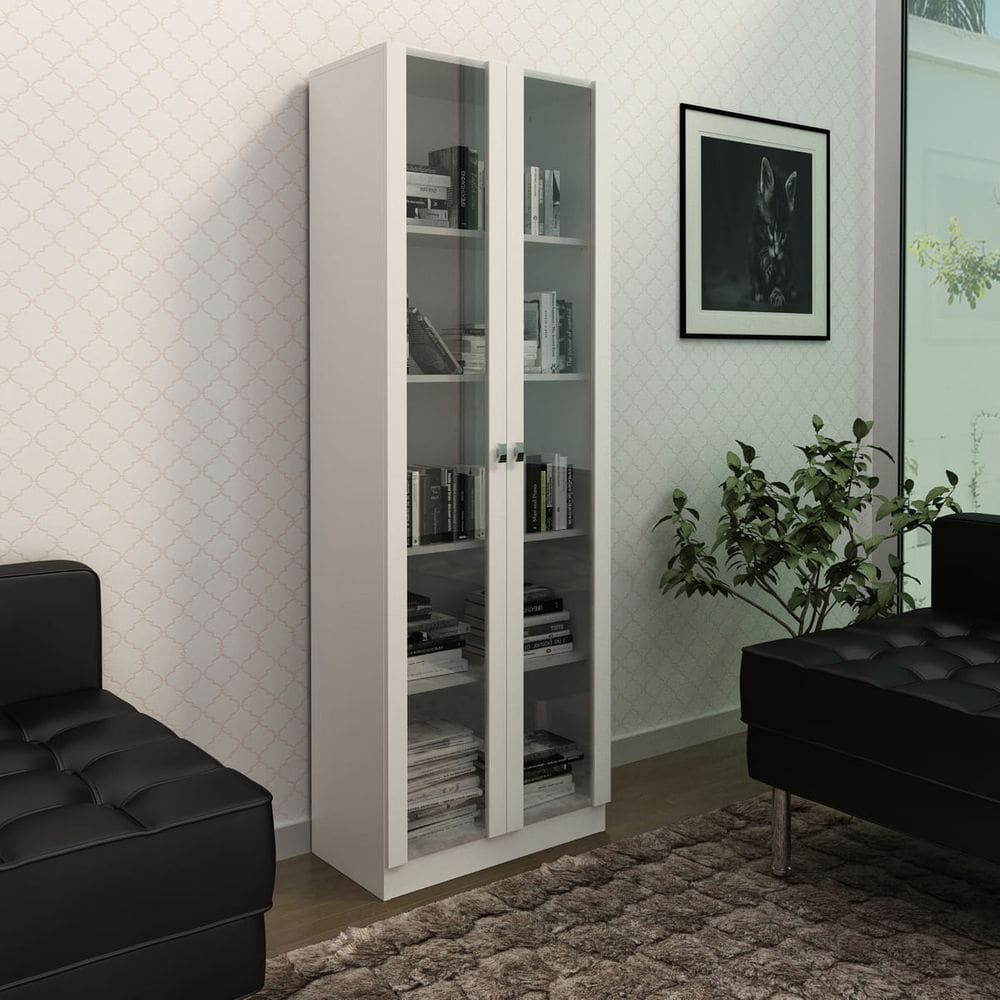 Estante com 2 Portas de Vidro para Escritório ME4115 Branco