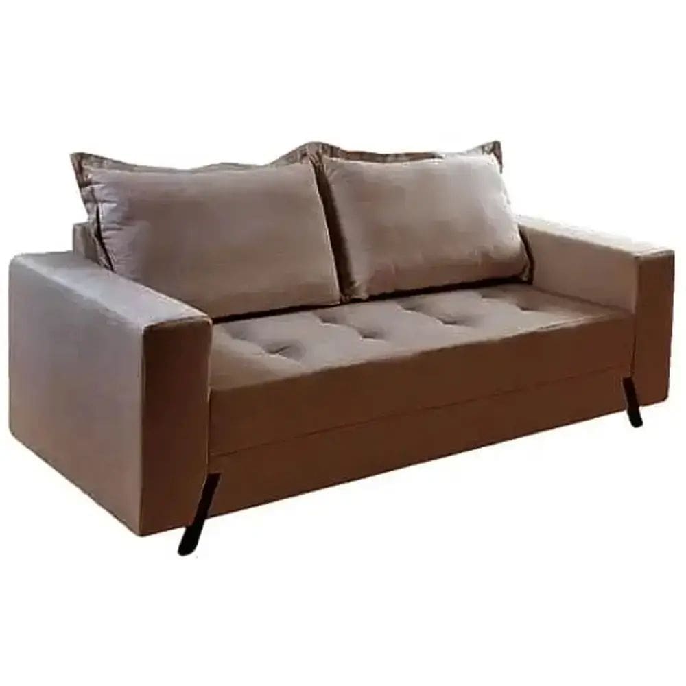 Sofá 8100 3 Lugares em Veludo com Almofadas Soltas 198cm Boareto Cor Marrom