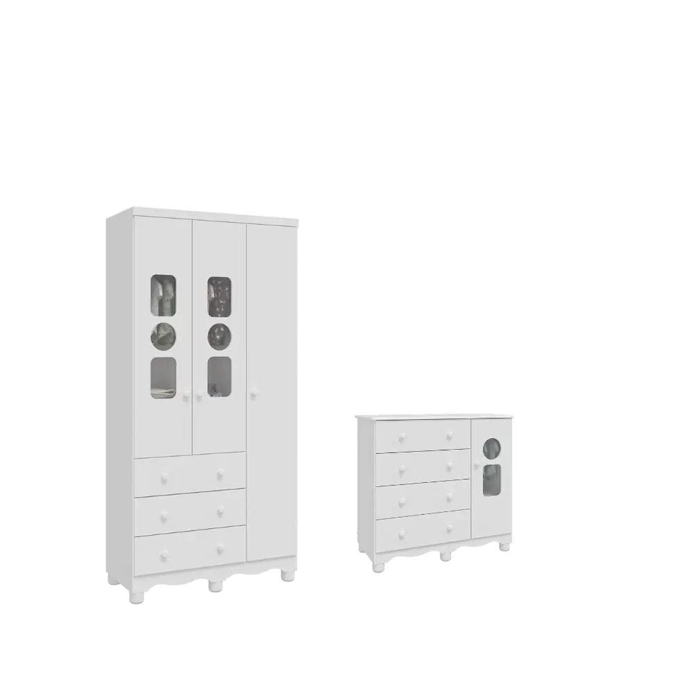 Quarto Bebe Moveis Peroba Guarda Roupa e comoda Dorabelly TD