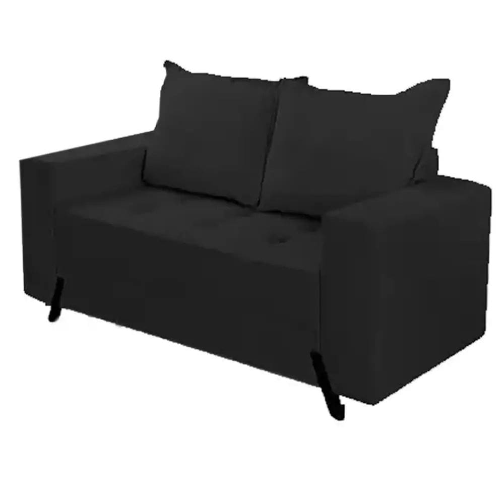 Sofá 8100 2 Lugares em Veludo com Almofadas Soltas 155cm Boareto Cor Preto