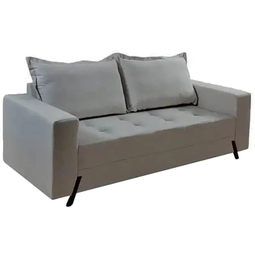 Sofá 8100 3 Lugares em Veludo com Almofadas Soltas 198cm Boareto Cor Cinza