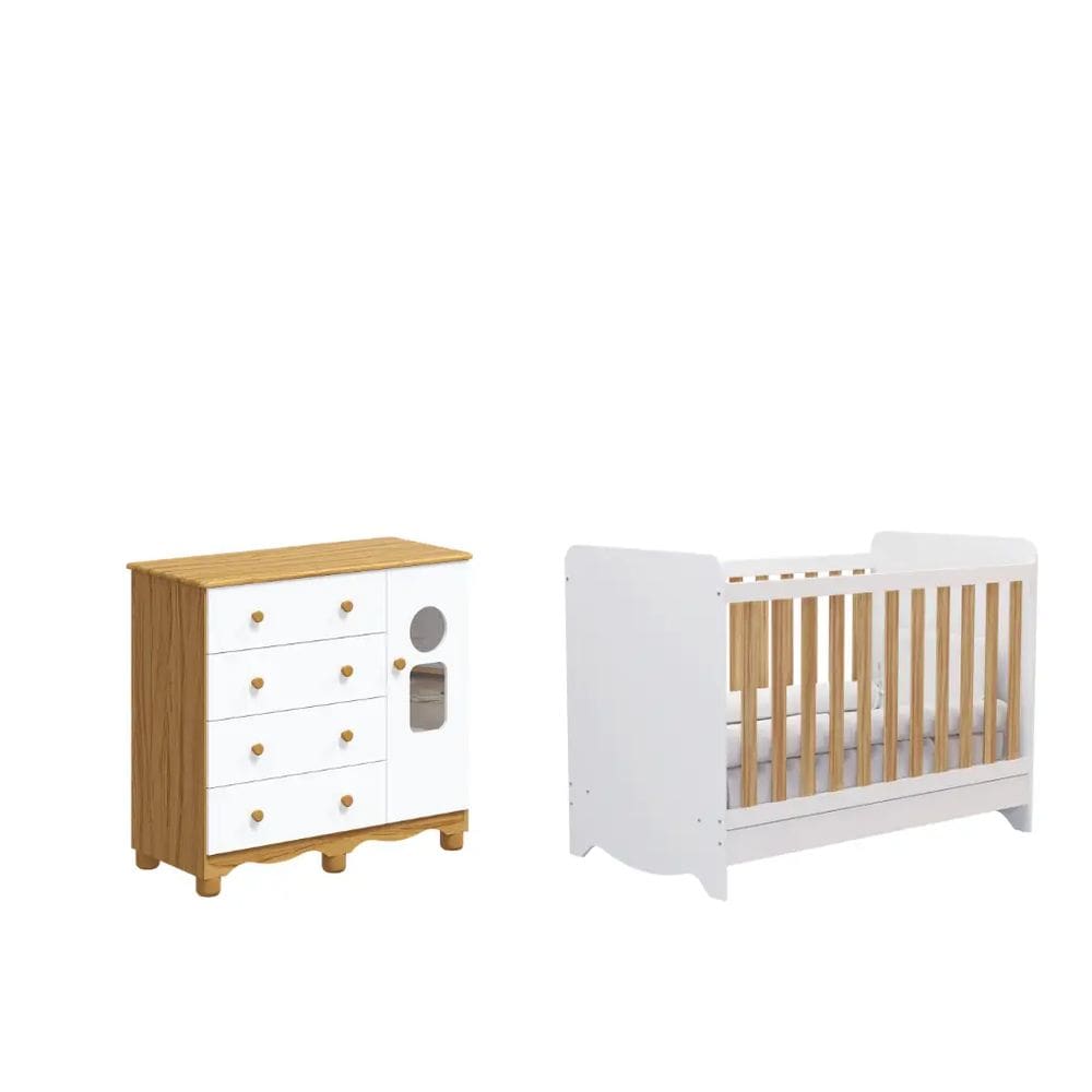 Quarto Bebe Moveis Peroba Berço e comoda Dorabelly Tedy Ben