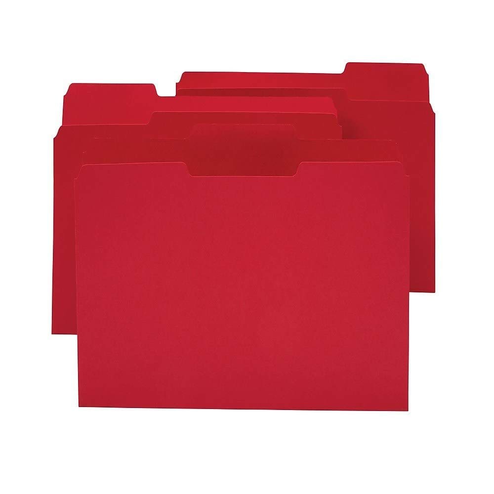 Pastas de arquivos Staples 659791 coloridas Top-Tab, 3 abas, vermelhas, 24/pacote