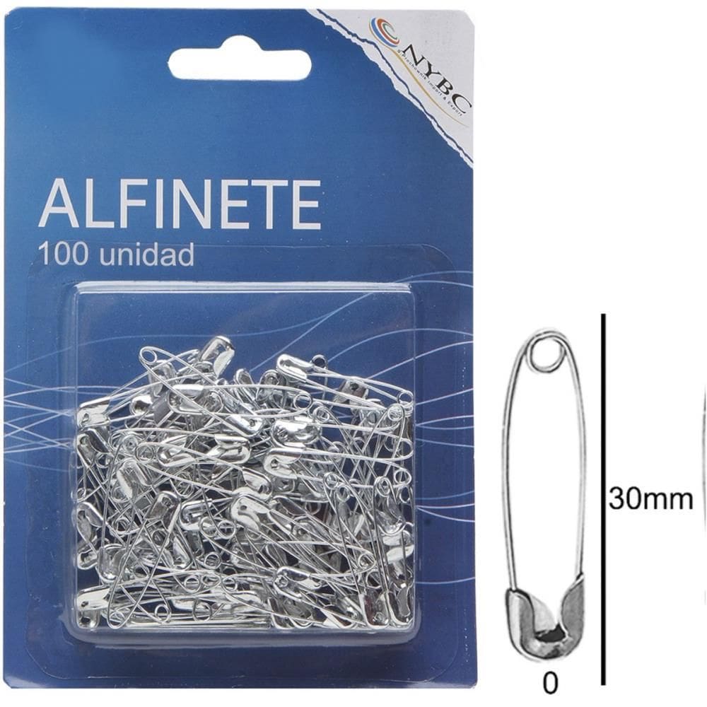 Alfinete Segurança N.0 Prata C/100unid. 6 blisters- Nybc