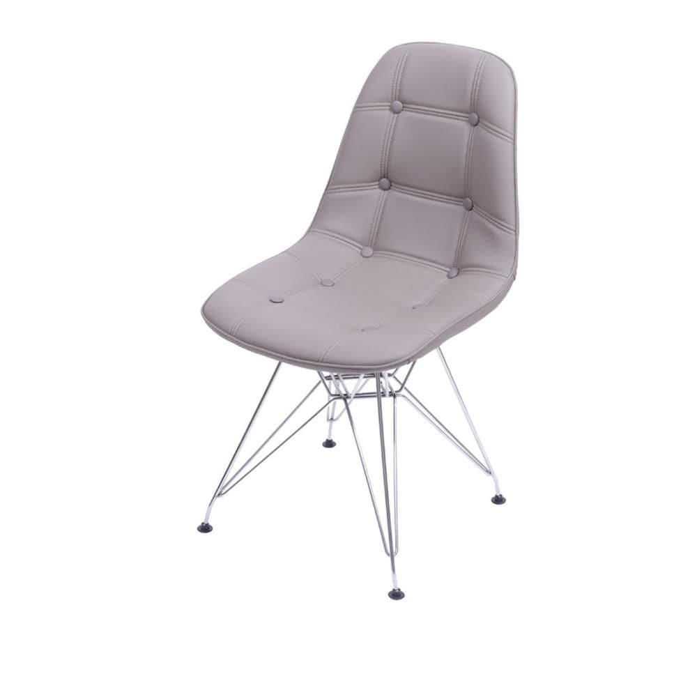 Cadeira Eames DKR Botonê Assento PU Fendi Base Cromada
