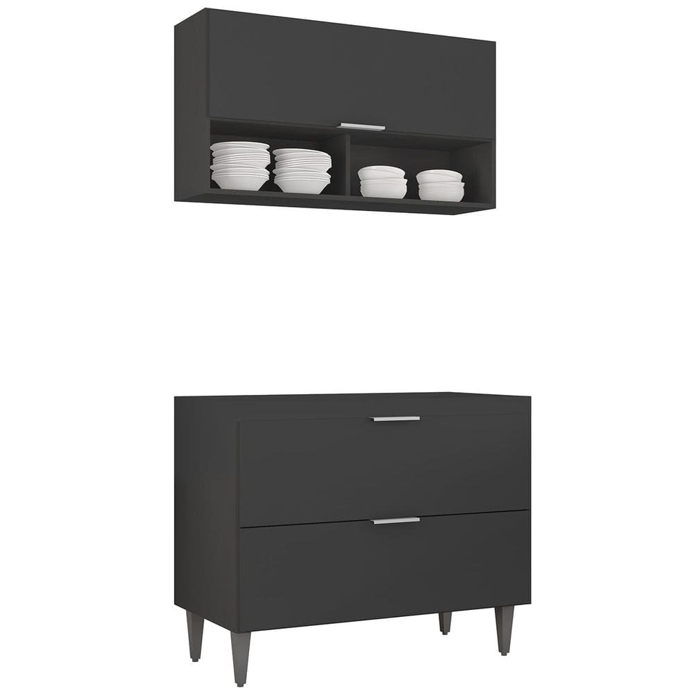 Armário de Cozinha CP01 Para Pia 100cm Pérola Z34 Preto - Mpozenato