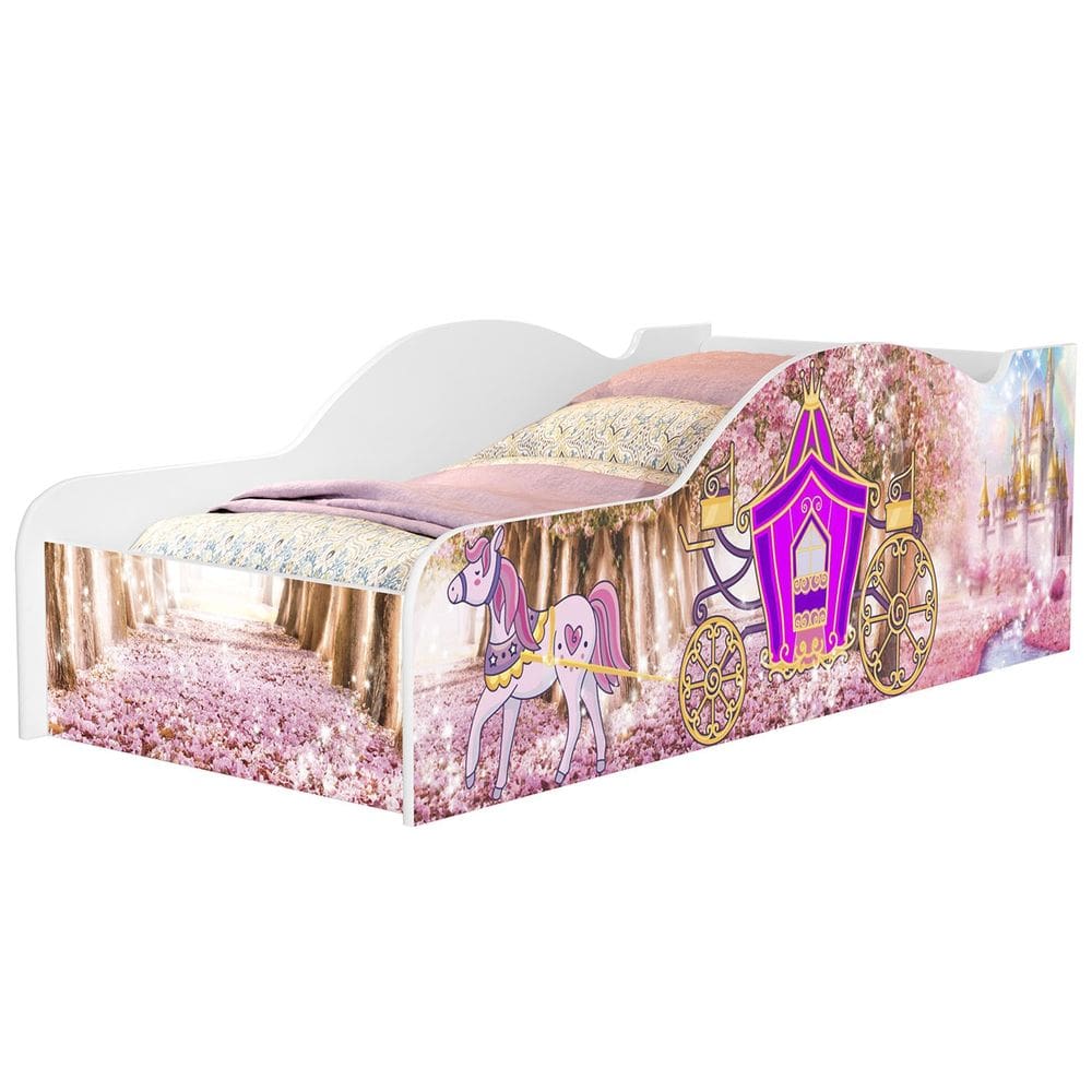 Mini Cama Infantil 148x68cm Personagens Carruagem Rosa Z53  - Mpozenato