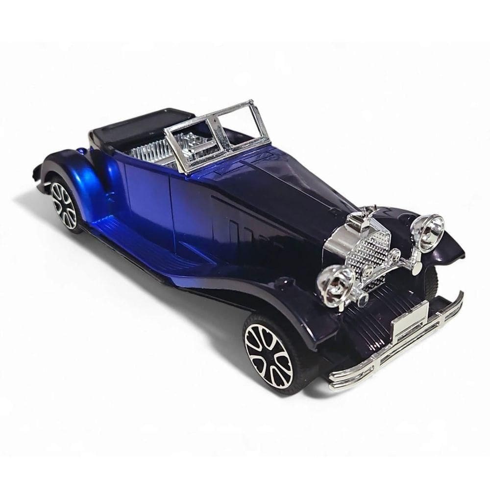 Carrinho Miniatura Antigo Clássico Fricção Colecionável 24cm Azul Jr0866