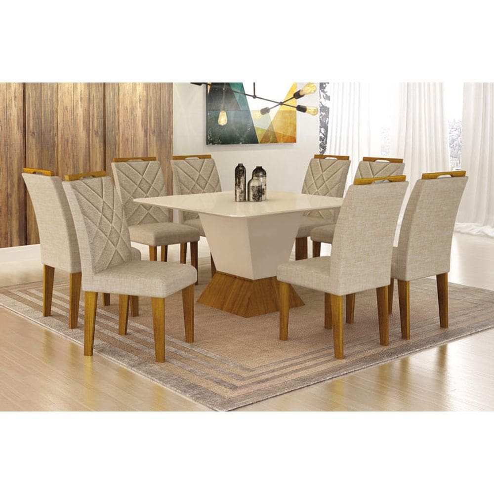 Sala de Jantar com 8 Cad 1,35x1,35m - Larissa - Leifer Móveis