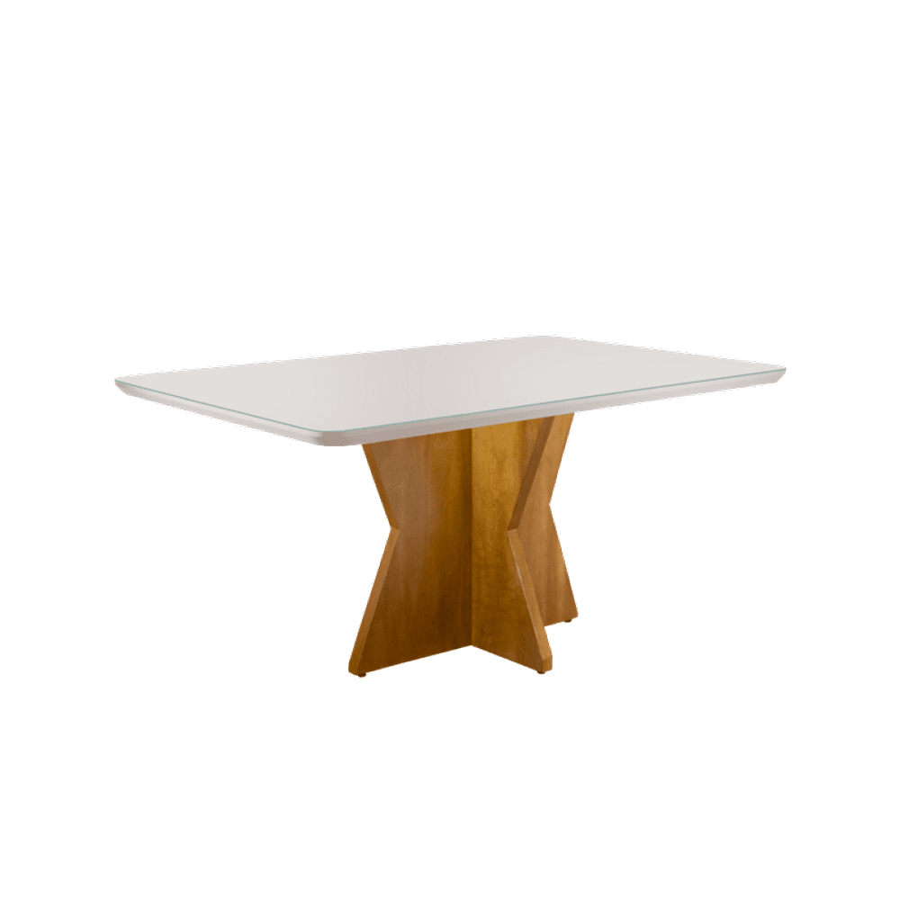 Mesa de Jantar Moderna com Vidro - Cristal-1,60x0,90m - Móveis Mundial