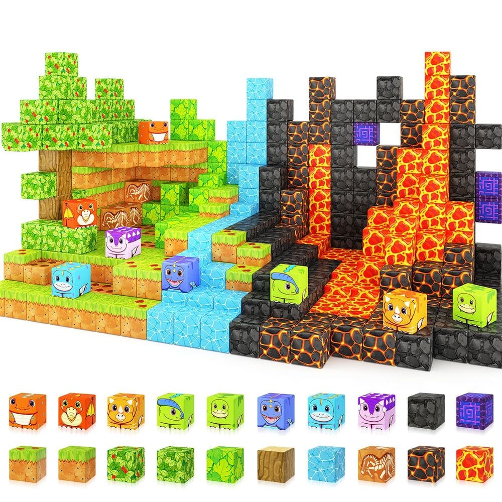 Conjunto de aventura de dinossauros com blocos magnéticos Coodoo por mais de 3 anos