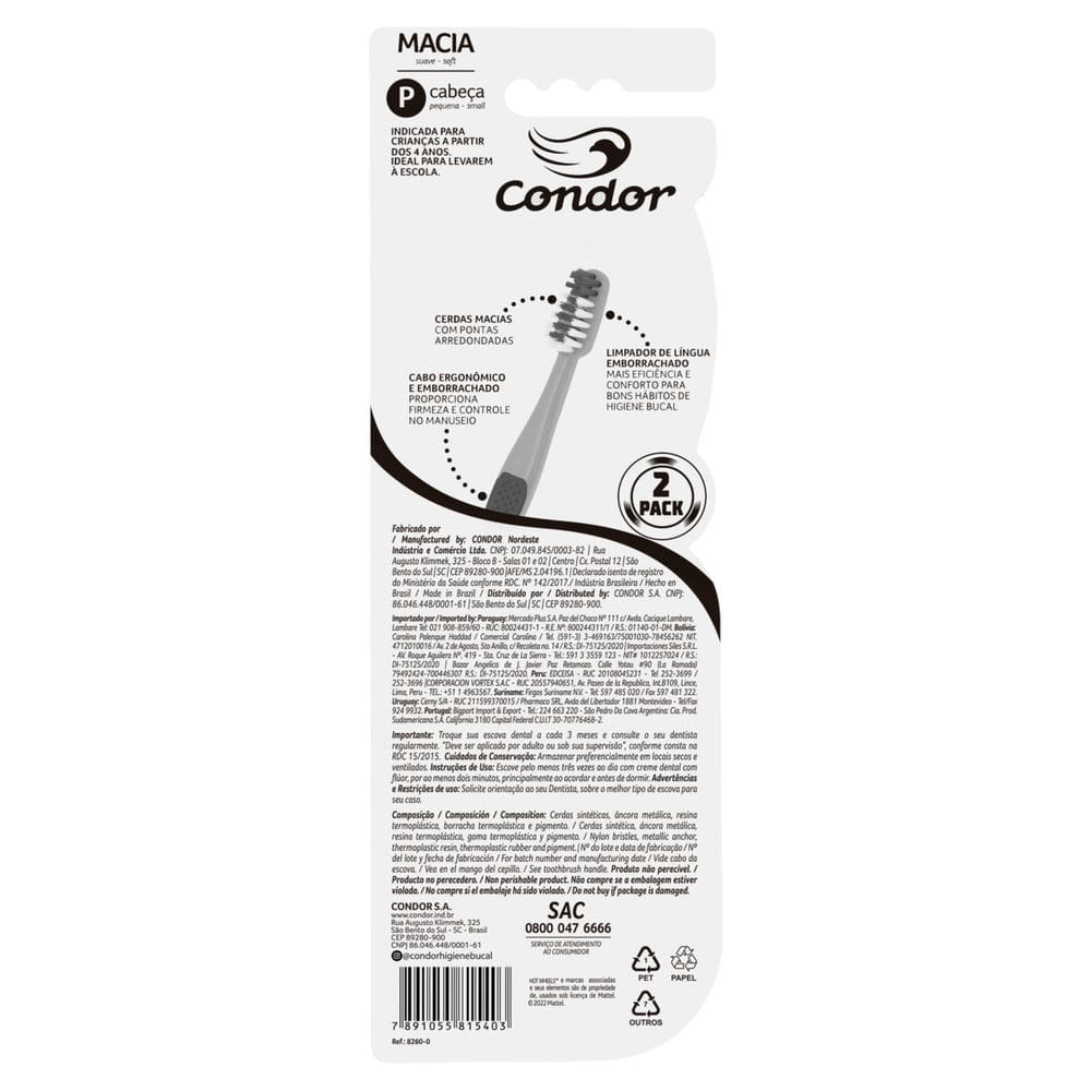 Escova Dental Hot Wheels Condor Júnior 2un Macia