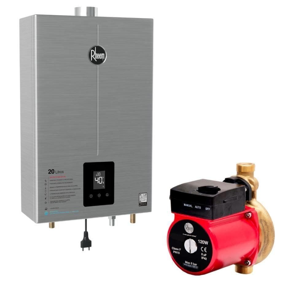 Aquecedor Inox 20 Litros GN Bivolt + Bomba 120W Rheem 220V
