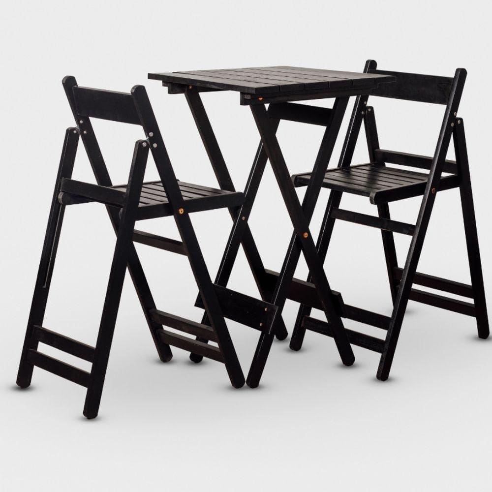 Conjunto De Mesa Bistrô E 02 Cadeiras Cor Preta