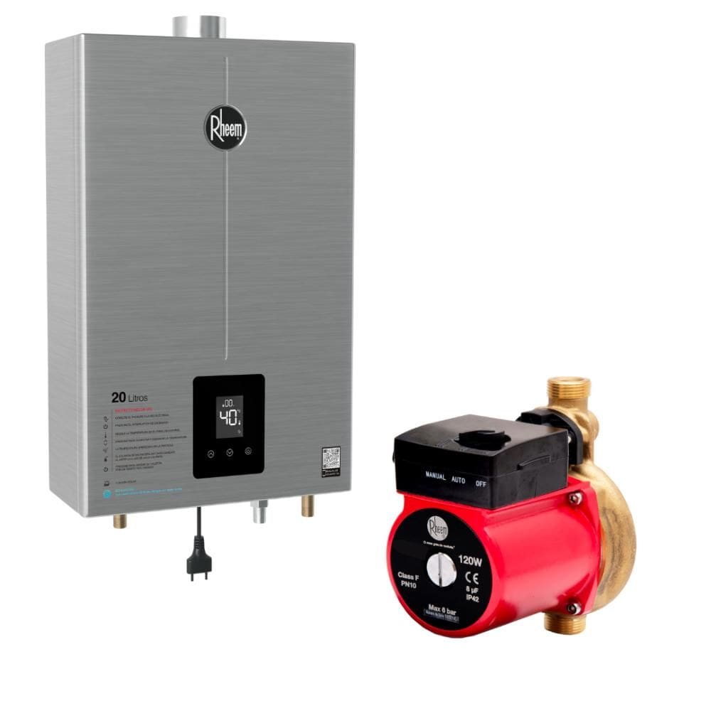 Kit Aquecedor 20L Inox GLP Bivolt + Bomba 120W 127V Rheem