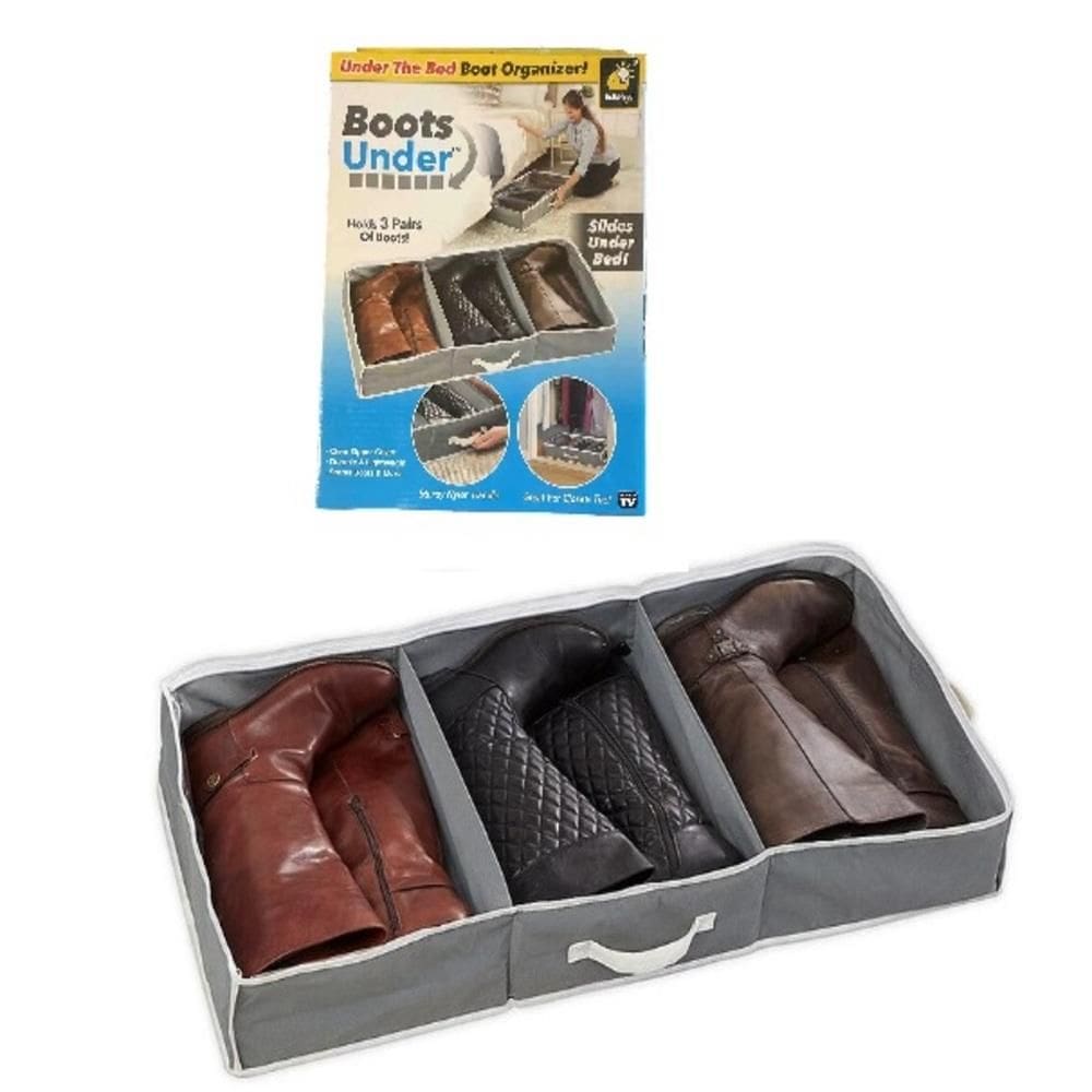 Sapateira Botas Dobravel Organizador Guarda Roupa Bau Cama Portatil Viagem Vira Bolsa Ziper E Alça 3 Pares