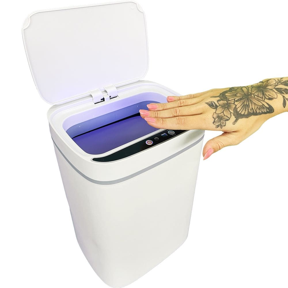 Lixeira Inteligente Automática Branca com Sensor e Led 13L