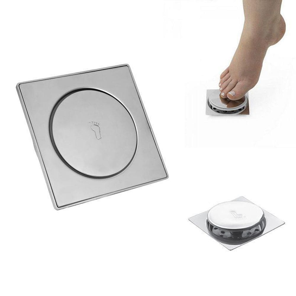Ralo Click Inteligente Aço Inox 10X10 Banheiro Pop Up Clic