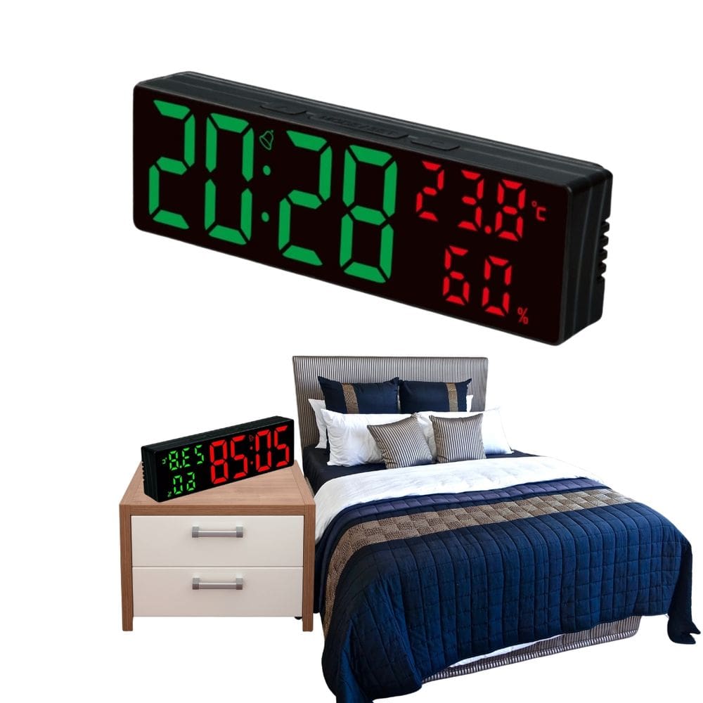 Relógio LED Digital de Mesa e Parede com Alarme Temperatura USB ou Pilha Bivolt