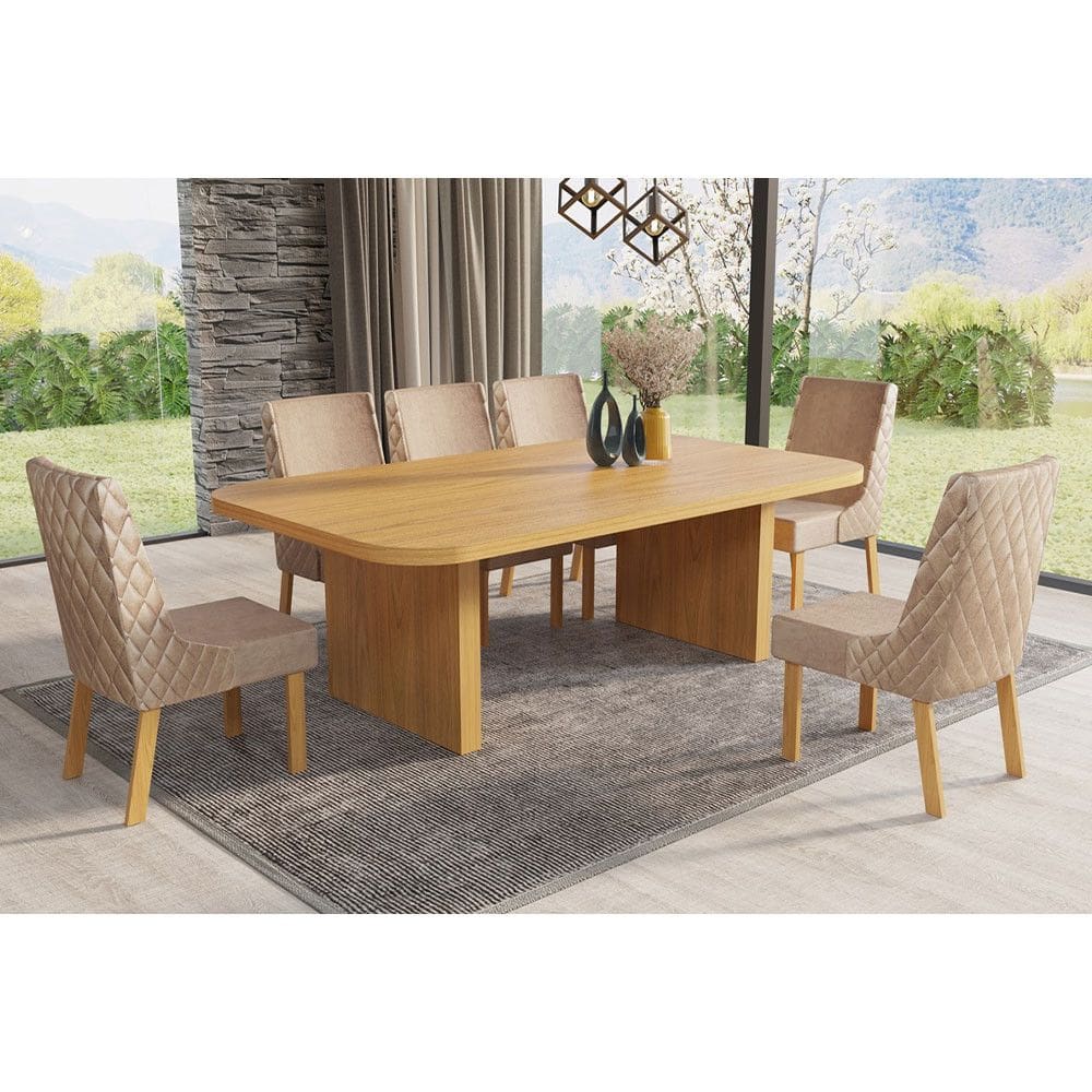 Conjunto Mesa e 6 Cadeiras Infinity Sauipe para Sala de Jantar Bom Pastor
