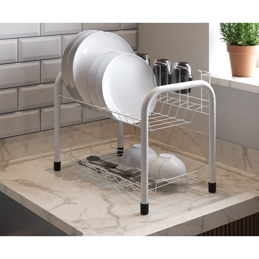 Escorredor de Louças Beliche Isabela com Porta Copos Branco