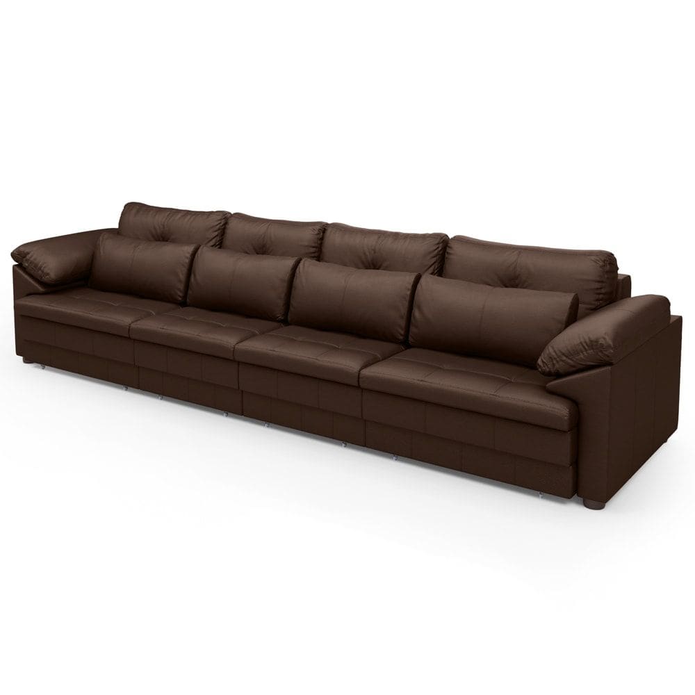 Sofá Retrátil 4 Lugares Para Sala 339cm Dijon Couro Caramelo S07 - Mpozenato
